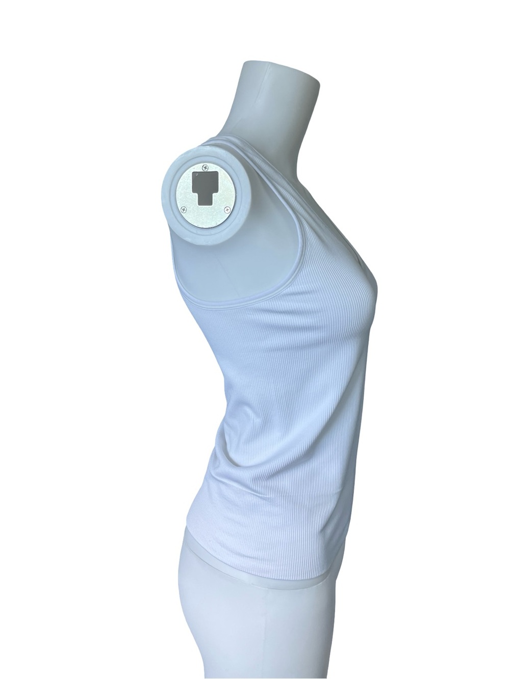 Athleta Aurora Tank White Seamless Athletic V Neck Ribbed Knit Womens Size Small - Picture 4 of 9